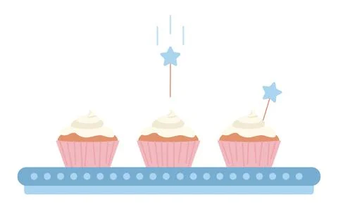 Decorating cupcakes semi flat color vector objects Stock Illustration