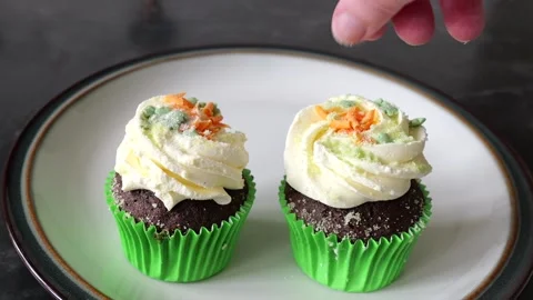 Decorating delicious cupcakes Stock Footage 305865870