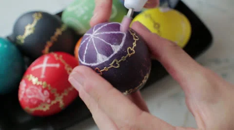 Decorating of Easter Eggs Stock Footage 23021800
