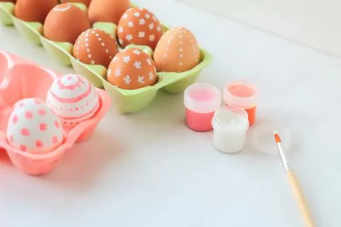 Decorating eggs for Easter. Preparation for Easter. Stock Photos