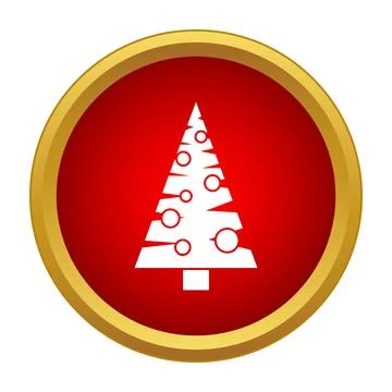 Decorating a white christmas tree on a red background イラスト素材