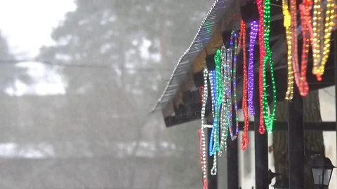 Decoration and snowfall Stock Footage 83996722