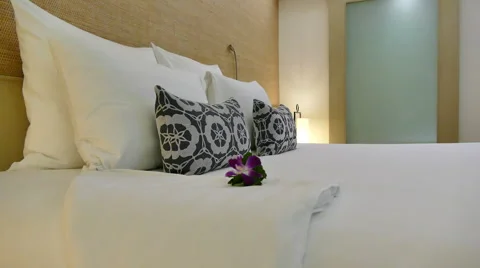Decoration in bedroom interior Stock Footage 64886662