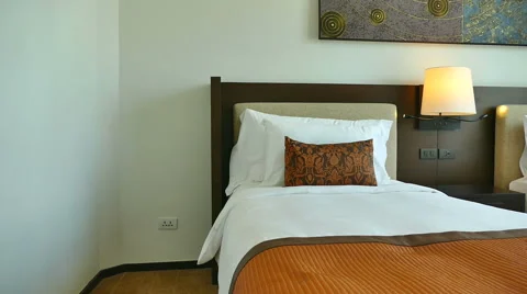 Decoration in bedroom interior Stock Footage 65149800