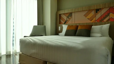 Decoration in bedroom interior Stock Footage 76979909