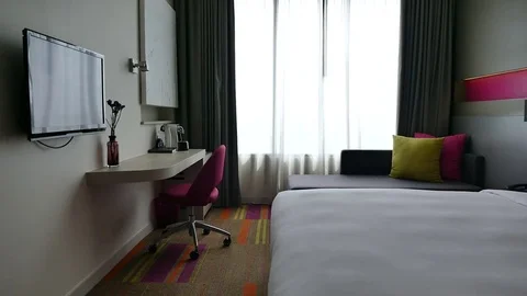 Decoration in bedroom interior Stock Footage 77149536