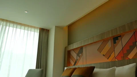 Decoration in bedroom interior Stock Footage 77422965