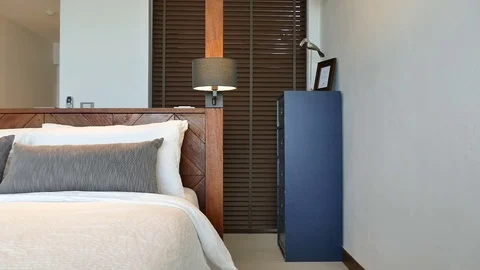 Decoration in bedroom interior Stock Footage 77543098