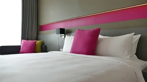 Decoration in bedroom interior Stock Footage 77676817