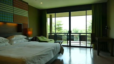 Decoration in bedroom interior Stock Footage 77834156