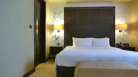 Decoration in bedroom interior Video stock 79143745