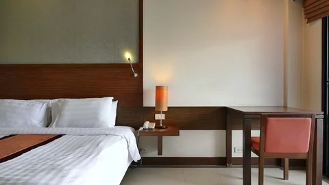 Decoration in bedroom interior Stock Footage 80296587