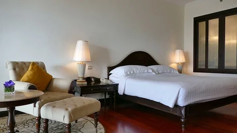 Decoration in bedroom interior Stock Footage 80297018