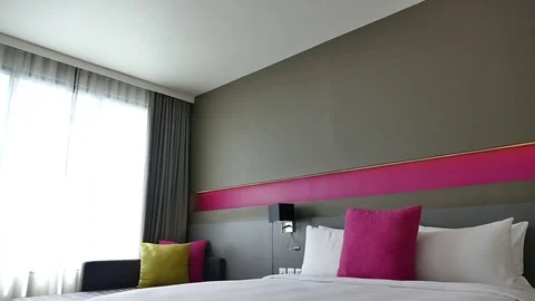 Decoration in bedroom interior Stock Footage 80795161