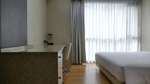 Decoration in bedroom interior Stock Footage 80865425