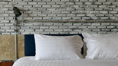 Decoration in bedroom interior Stock Footage 81343382