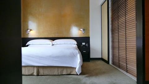 Decoration in bedroom interior Stock Footage 81512126