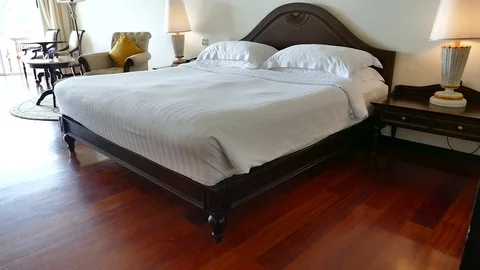 Decoration in bedroom interior Stock Footage 81958029