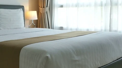 Decoration in bedroom interior Stock Footage 82337922