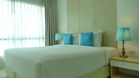 Decoration in bedroom interior Stock Footage 82449704