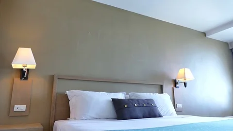 Decoration in bedroom interior Stock Footage 82961896