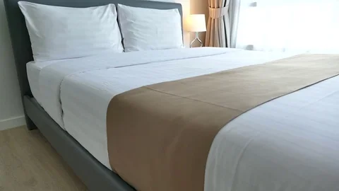 Decoration in bedroom interior Stock Footage 82961902