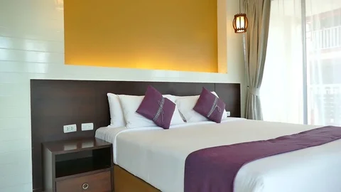 Decoration in bedroom interior Stock Footage 83649948