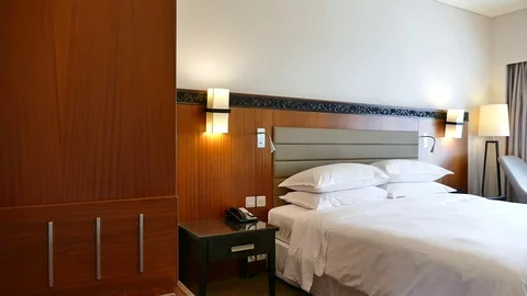 Decoration in bedroom interior Stock Footage 83904221
