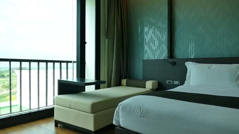 Decoration in bedroom interior Stock Footage 83904438