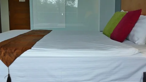 Decoration in bedroom interior Stock Footage 84249603