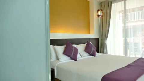 Decoration in bedroom interior Video stock 84249624