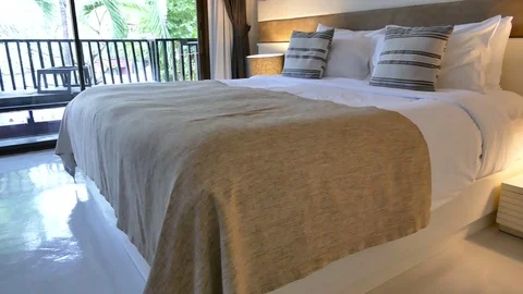 Decoration in bedroom interior Stock Footage 84249702