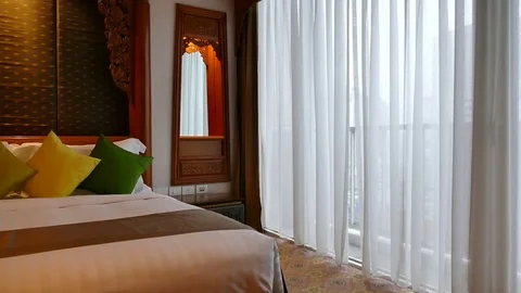 Decoration in bedroom interior Stock Footage 85152739