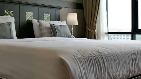 Decoration in bedroom interior Stock Footage 85152825