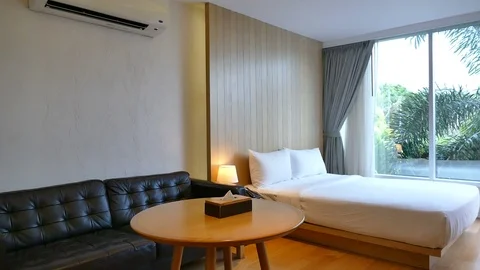 Decoration in bedroom interior Stock Footage 86596175