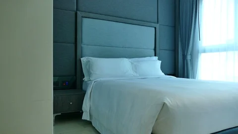 Decoration in bedroom interior Stock Footage 86596664