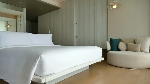 Decoration in bedroom interior Stock Footage 87003503