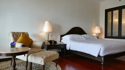 Decoration in bedroom interior Stock Footage 87003535