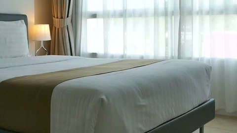Decoration in bedroom interior Stock Footage 87781014