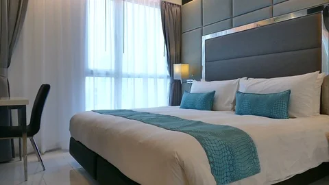 Decoration in bedroom interior Stock Footage 87781465