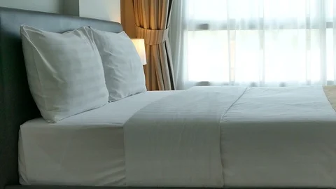 Decoration in bedroom interior Stock Footage 88395246
