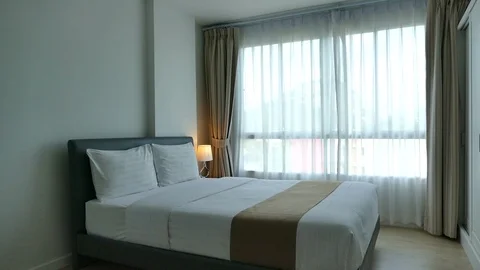 Decoration in bedroom interior Stock Footage 88396383