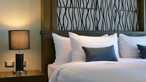 Decoration in bedroom interior Stock Footage 88396709