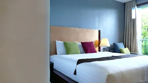 Decoration in bedroom interior Stock Footage 88938716