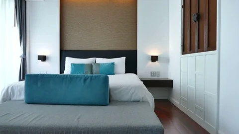 Decoration in bedroom interior Video stock 88938817