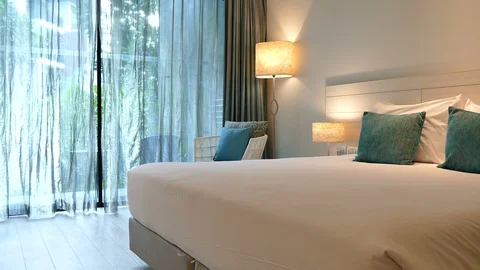 Decoration in bedroom interior Stock Footage 88938936