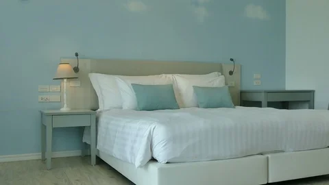 Decoration in bedroom interior Stock Footage 89345689