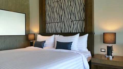 Decoration in bedroom interior Stock Footage 89346001