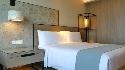 Decoration in bedroom interior Video stock 89346409