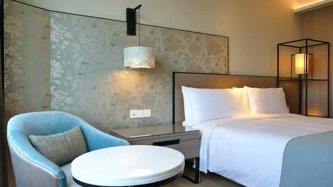 Decoration in bedroom interior Stock Footage 89563512